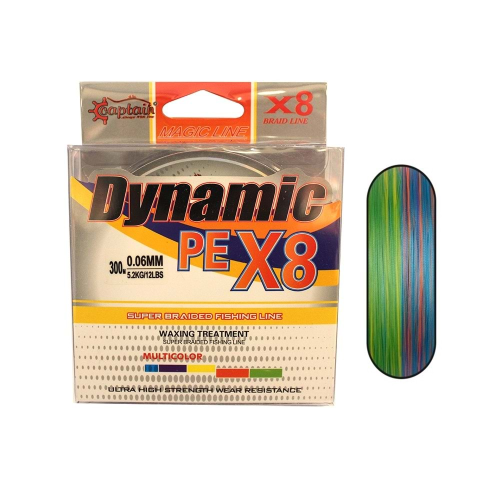 DYNAMIC PE 8X BRAID LINE 300 MT MULTİ COLOR